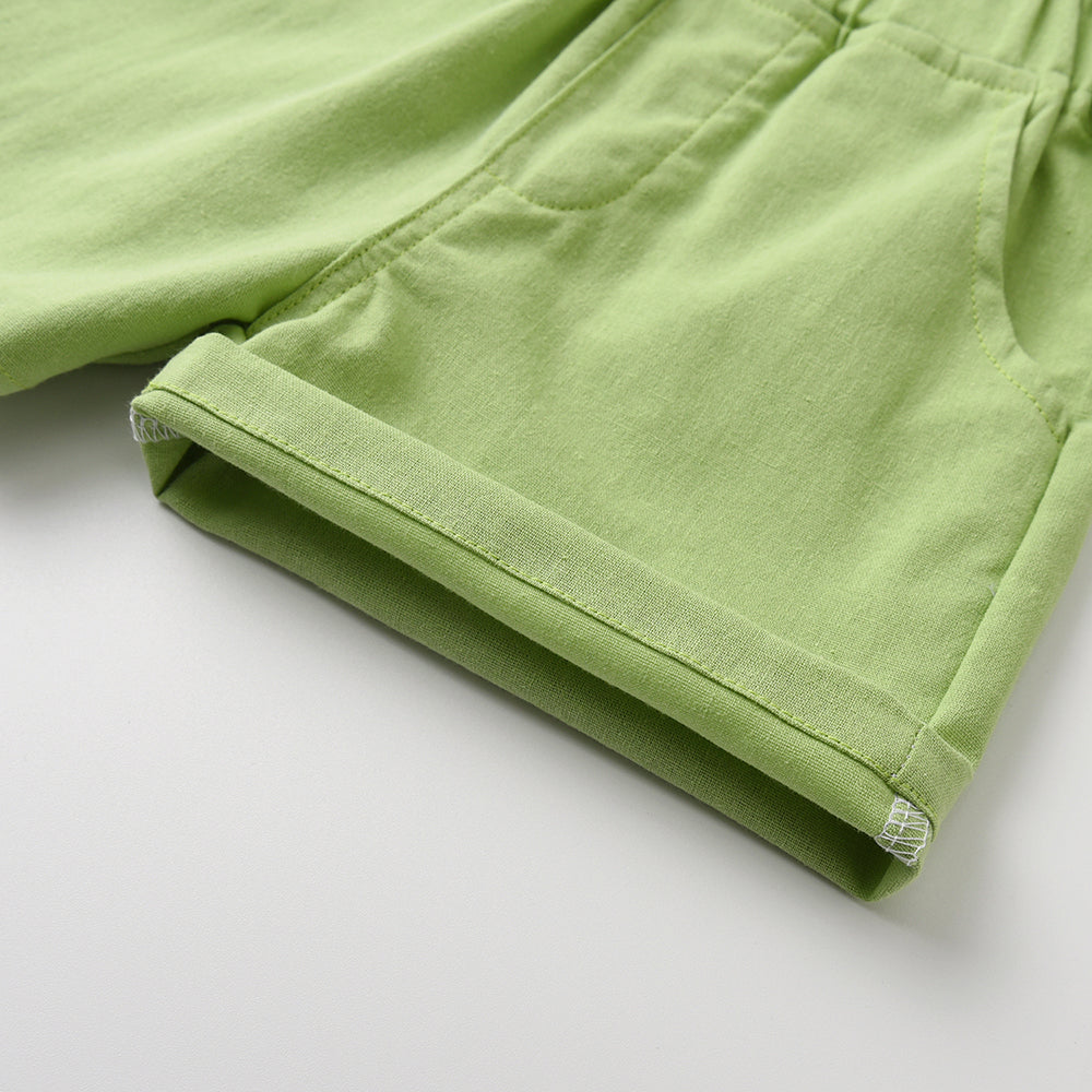Kids Green Pure Cotton Shirt with Shorts