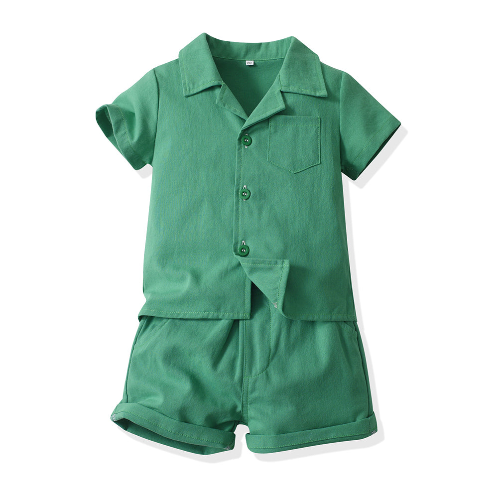 Kids Cuban Collar Pure Cotton Shirt with Shorts