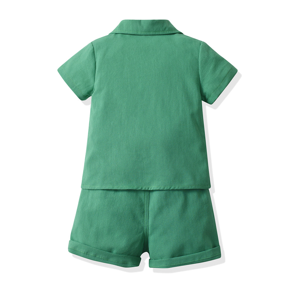 Kids Cuban Collar Pure Cotton Shirt with Shorts