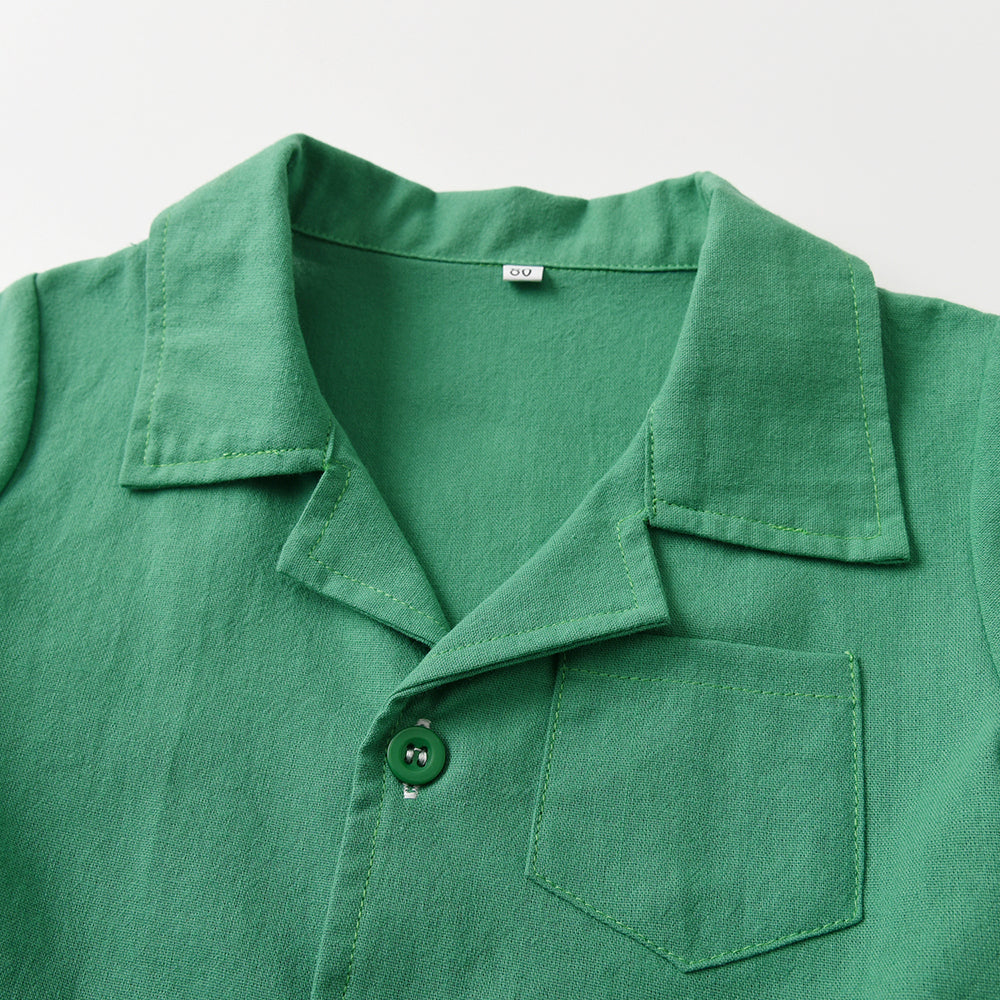 Kids Cuban Collar Pure Cotton Shirt with Shorts