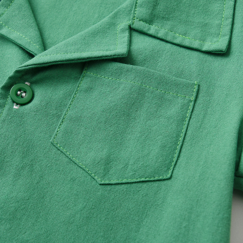 Kids Cuban Collar Pure Cotton Shirt with Shorts
