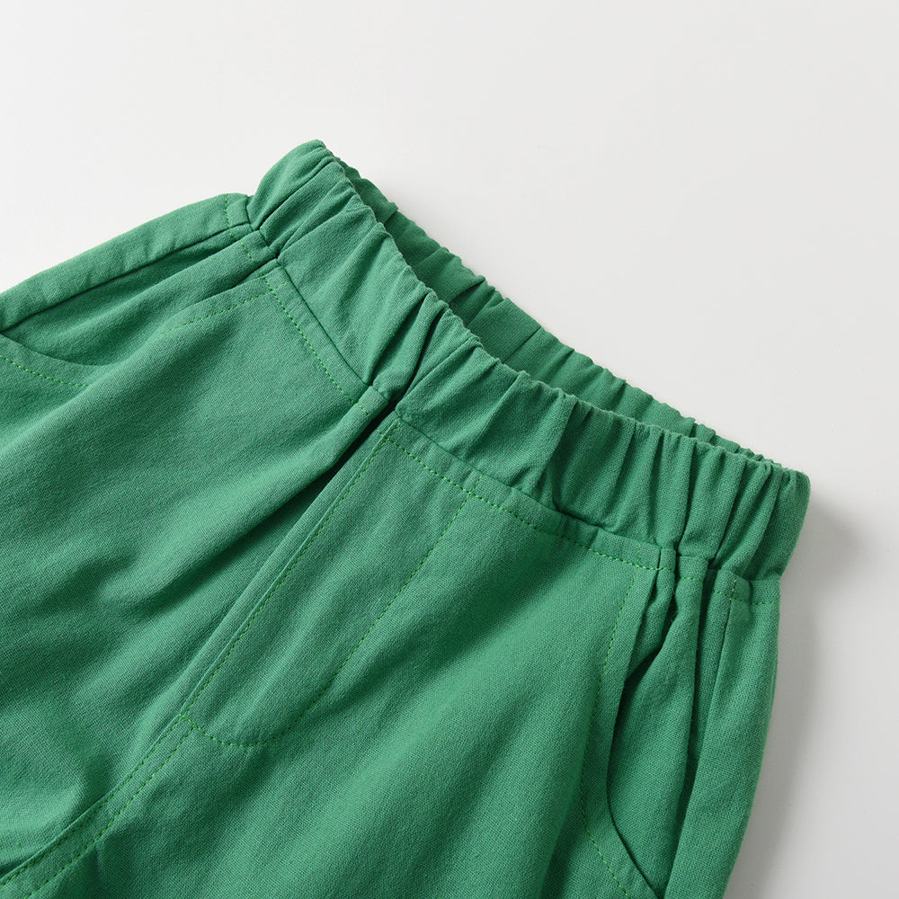 Kids Cuban Collar Pure Cotton Shirt with Shorts