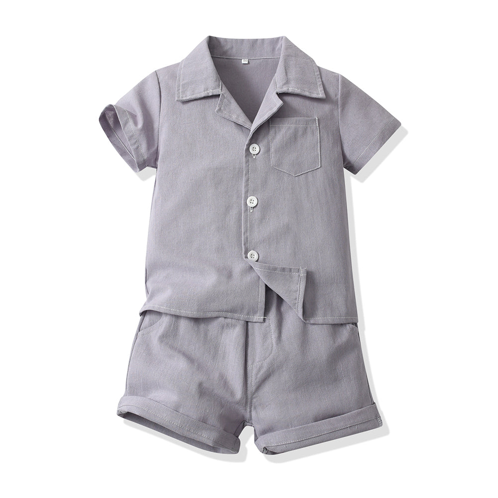 Kids Short Sleeves Pure Cotton Shirt with Shorts