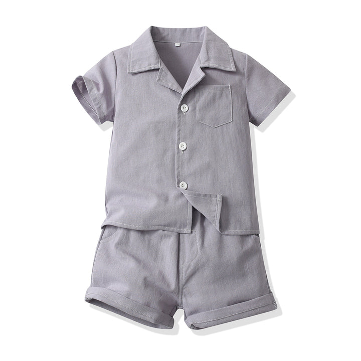 Kids Short Sleeves Pure Cotton Shirt with Shorts