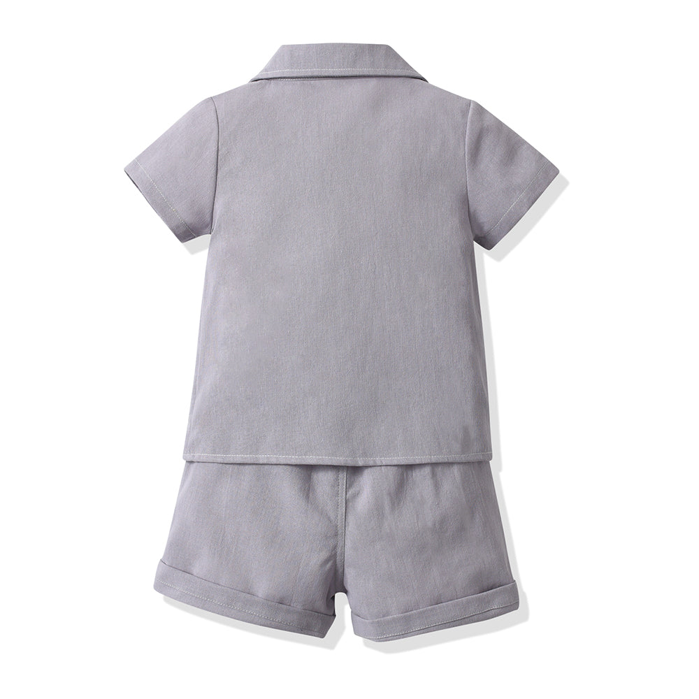Kids Short Sleeves Pure Cotton Shirt with Shorts
