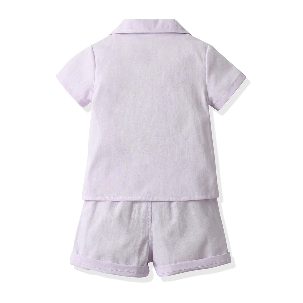 Kids Short Sleeves Pure Cotton Shirt With Shorts