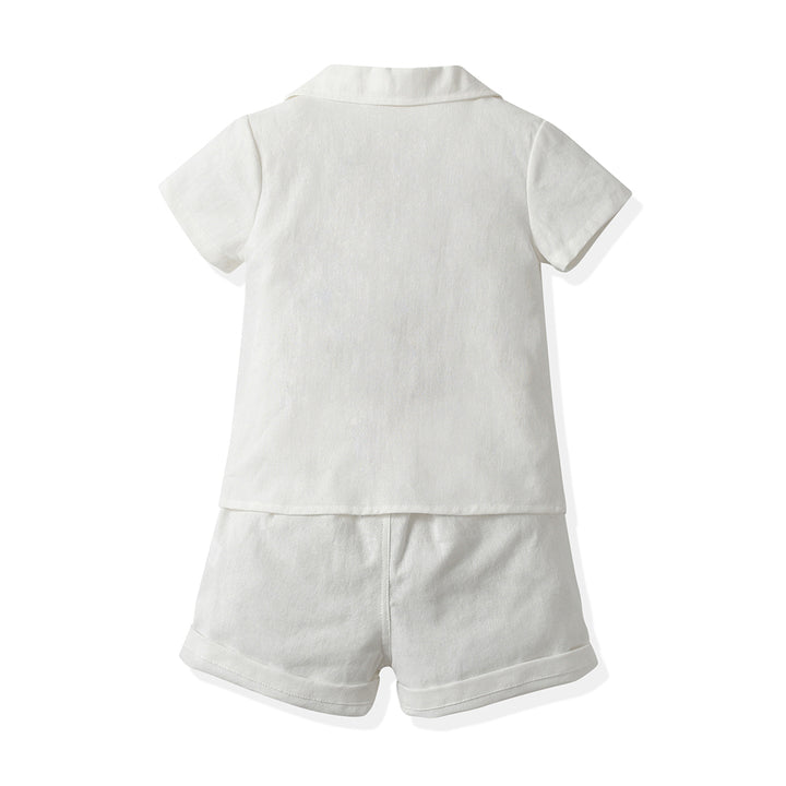 Kids Short Sleeves Pure Cotton Shirt With Shorts
