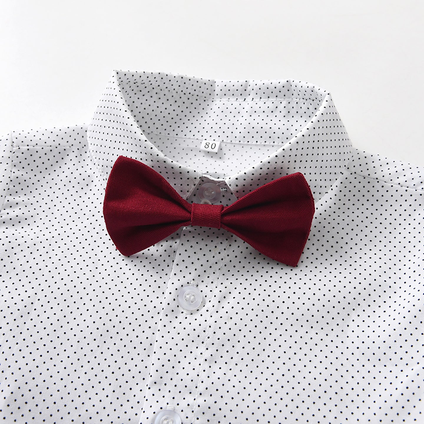 Boys Printed Shirt Collar Shirt & Trouser & Waistcoat & Bow Tie