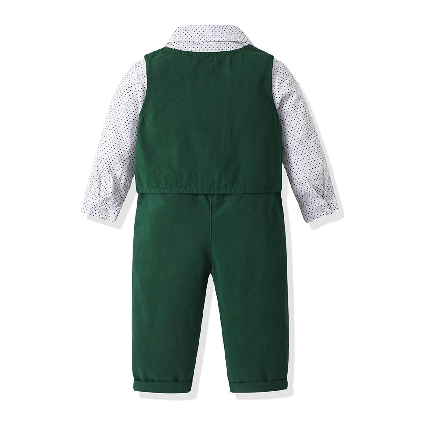 Boys Printed Long Sleeves Shirt & Trouser & Waistcoat & Bow Tie