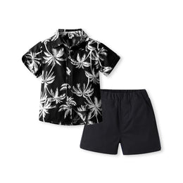 Boys Floral Printed Pure Cotton Shirt With Shorts