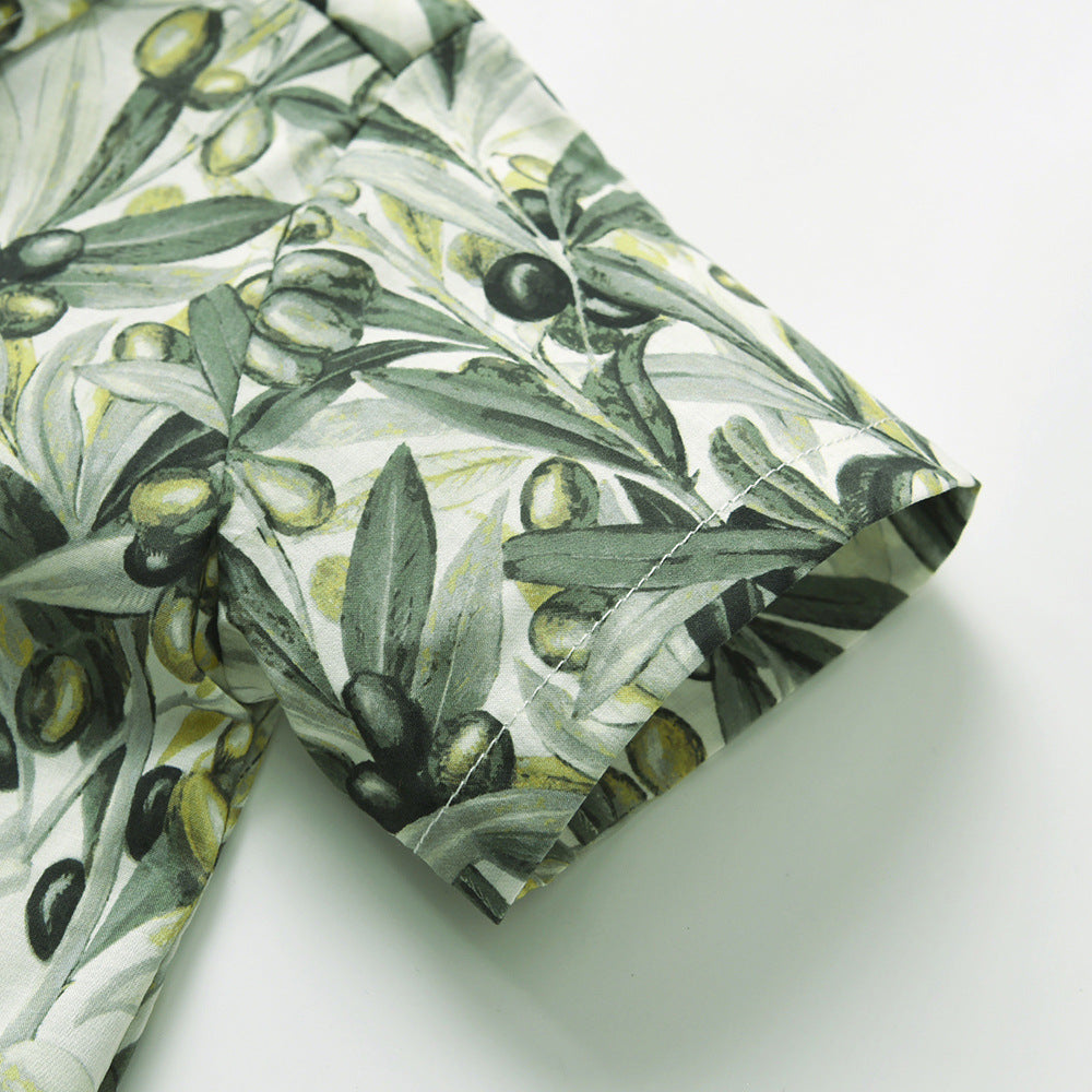 Boys Floral Printed Pure Cotton Shirt Collar Shirt with Shorts