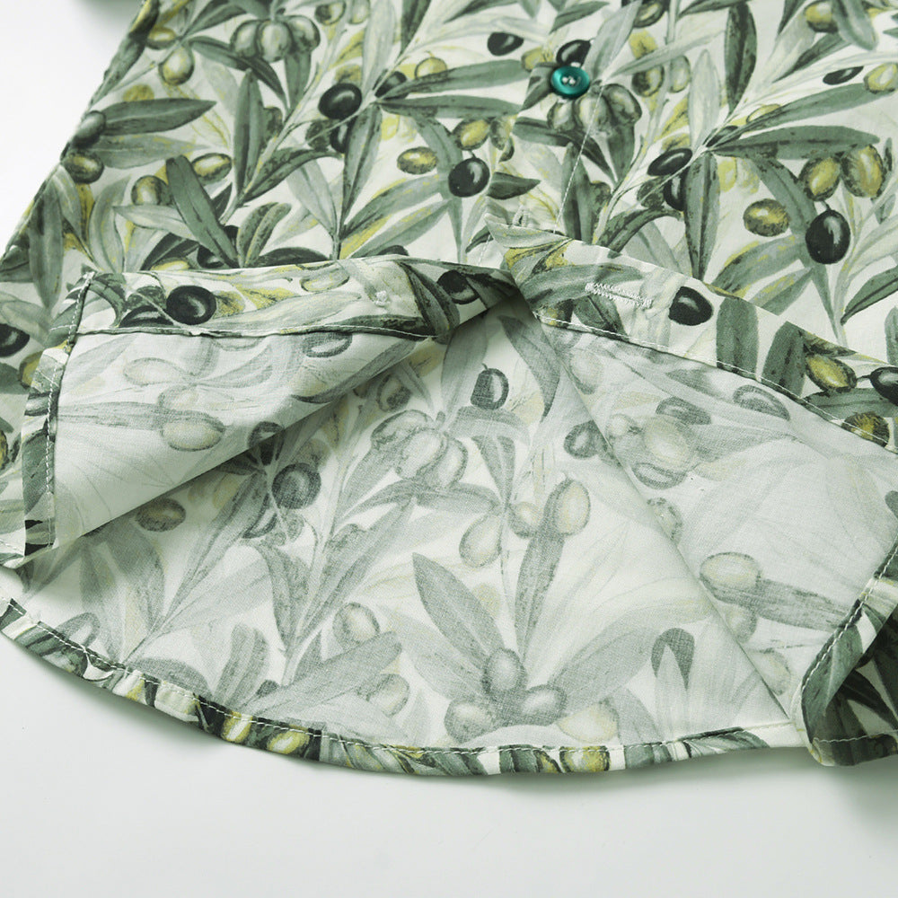 Boys Floral Printed Pure Cotton Shirt Collar Shirt with Shorts