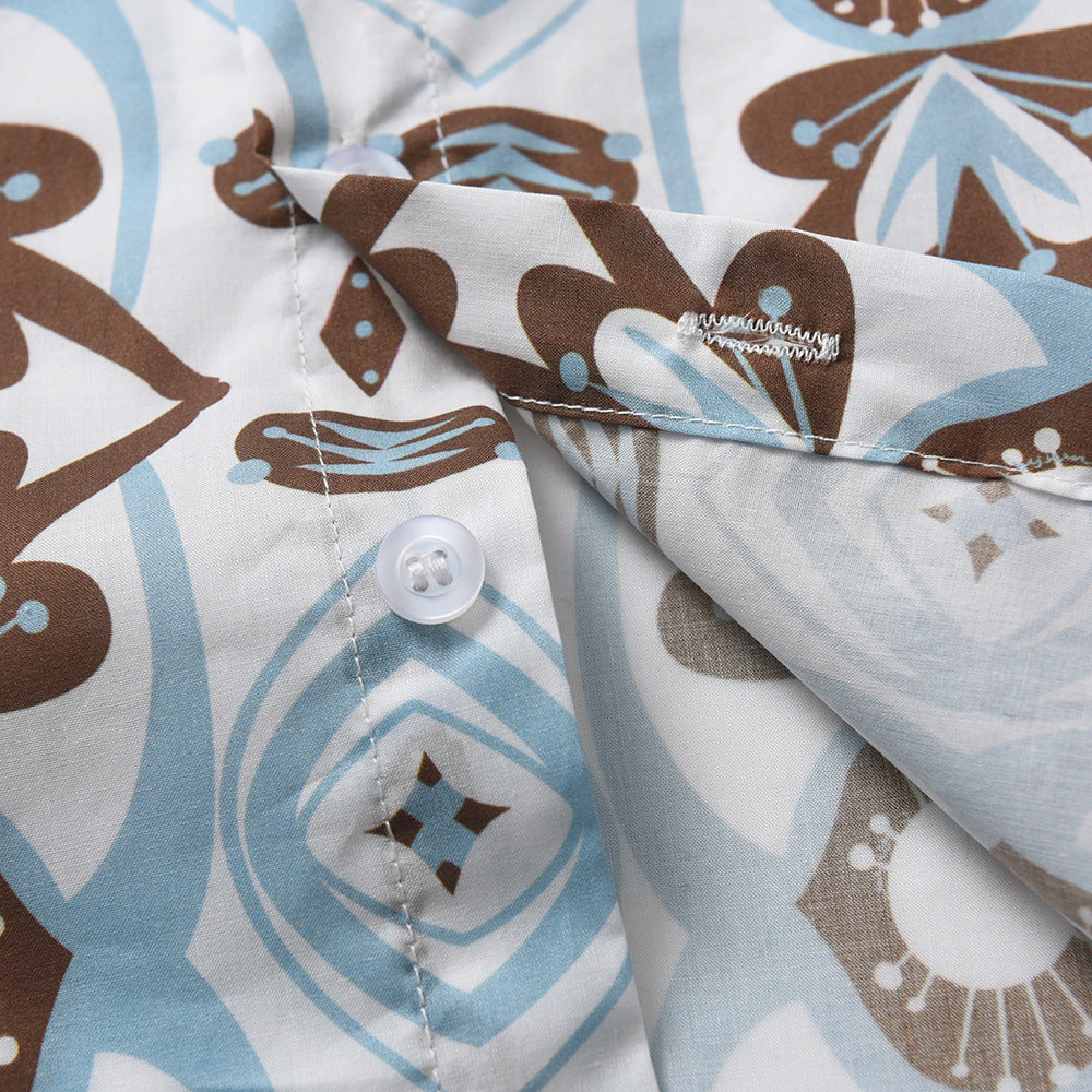 Boys Printed Shirt Collar Pure Cotton Shirt with Shorts