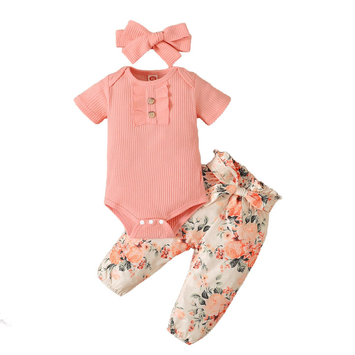 Girls Pink Pure Cotton Bodysuit Top with Pyjamas