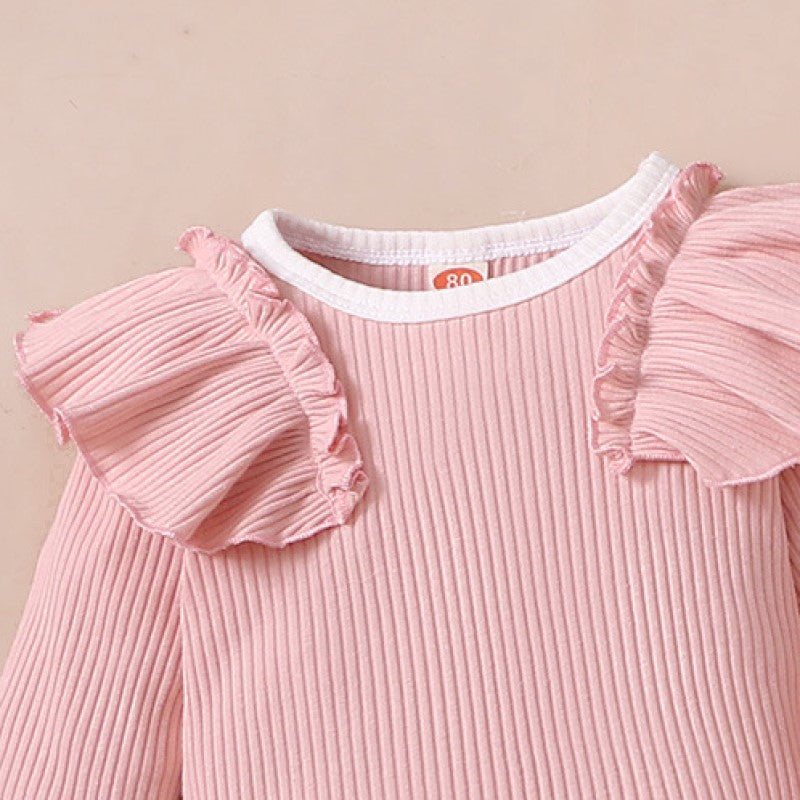 Girls Striped Round Neck Pure Cotton Top With Pyjama