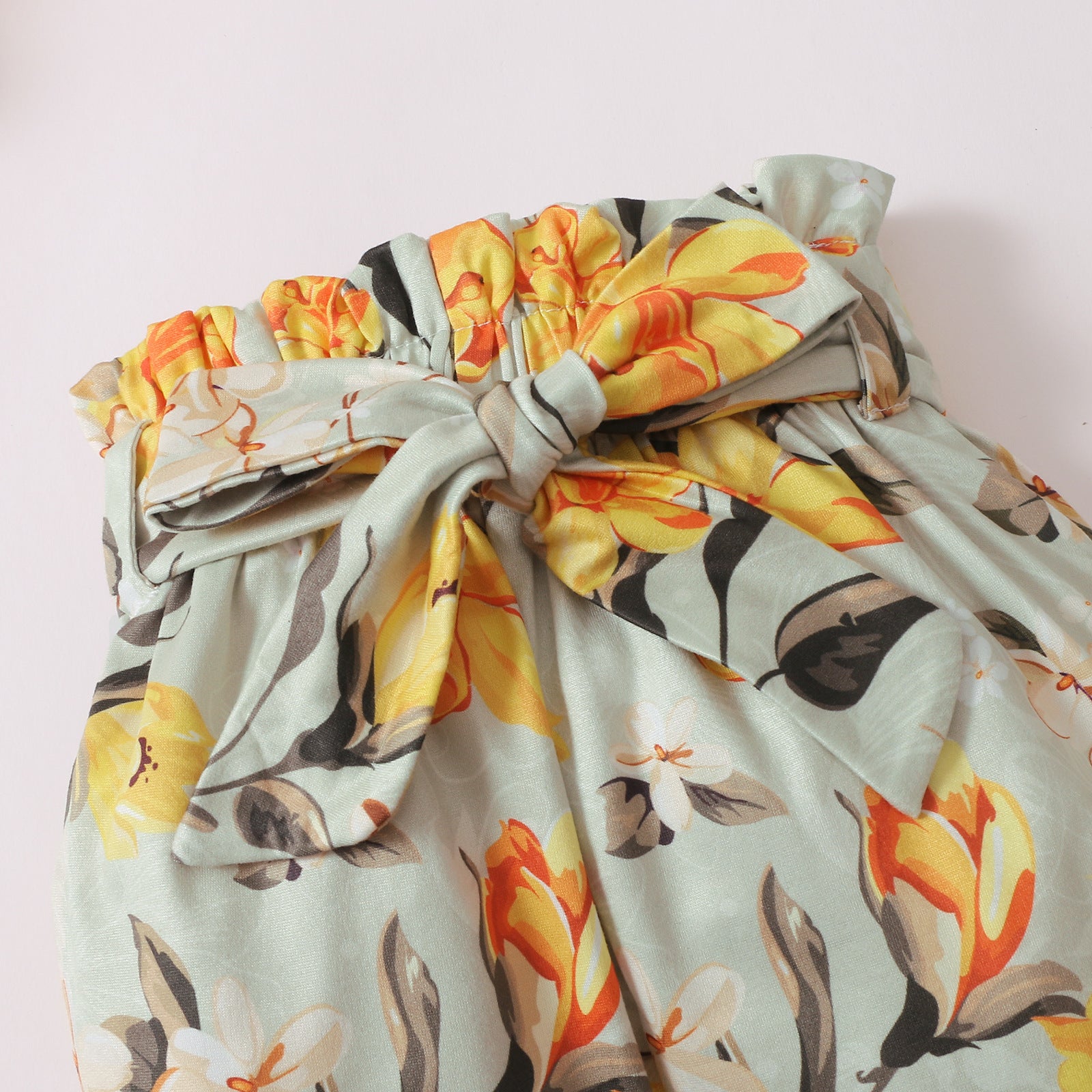 Girls Yellow & Grey Typography Printed Top with Trousers