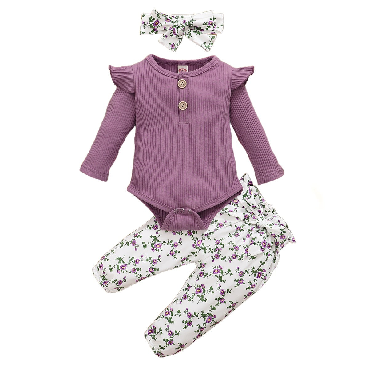 Girls Purple & White Striped Top with Pyjamas