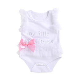 White Infants Girls Typography Printed Bow Cotton Bodysuit