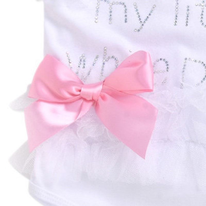White Infants Girls Typography Printed Bow Cotton Bodysuit