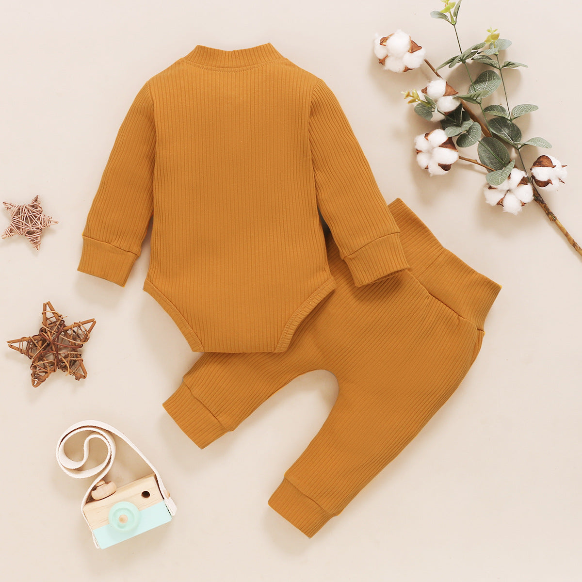 Brown Kids Stand Collar Top with Pyjamas