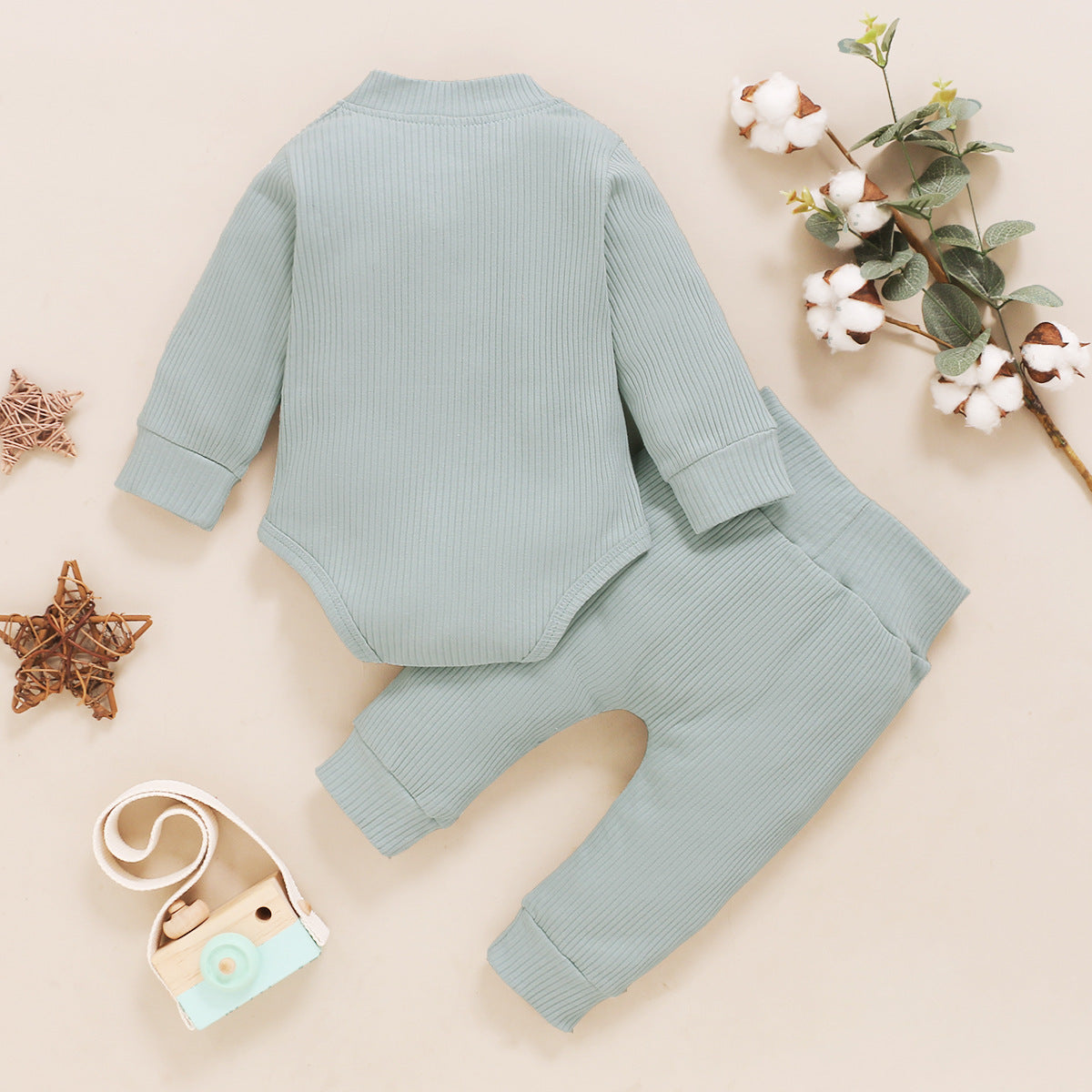 Infants Self Design Blue Top with Pyjamas