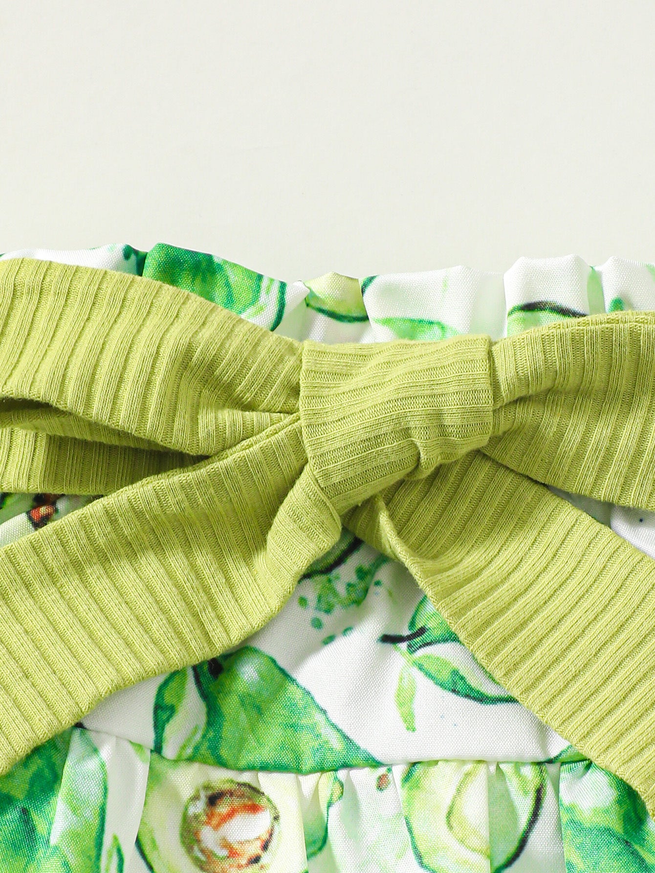 Girls Green Shoulder Strap Striped Pure Cotton Top with Skirt