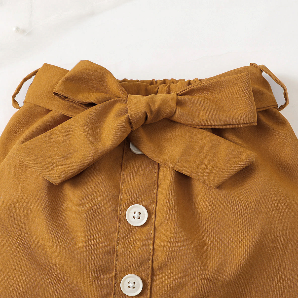 Girls Khaki Pure Cotton Top with Skirt