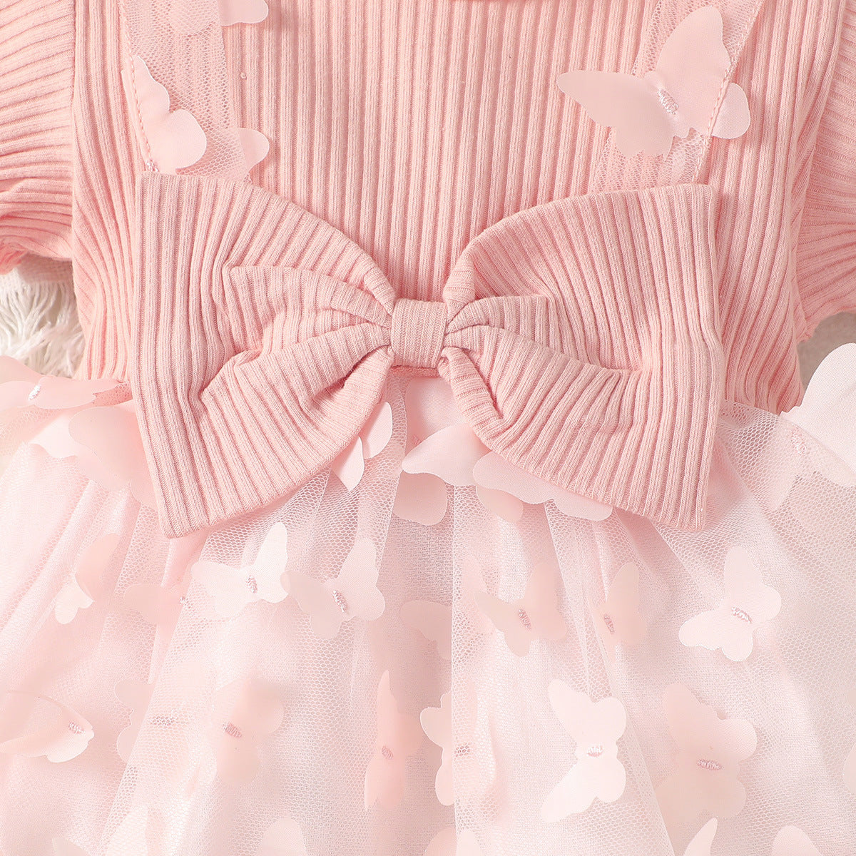 Girls Pink Self Design Cotton Fit & Flare Dress
