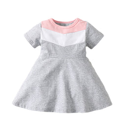 Girls Grey Round Neck Fit & Flare Dress
