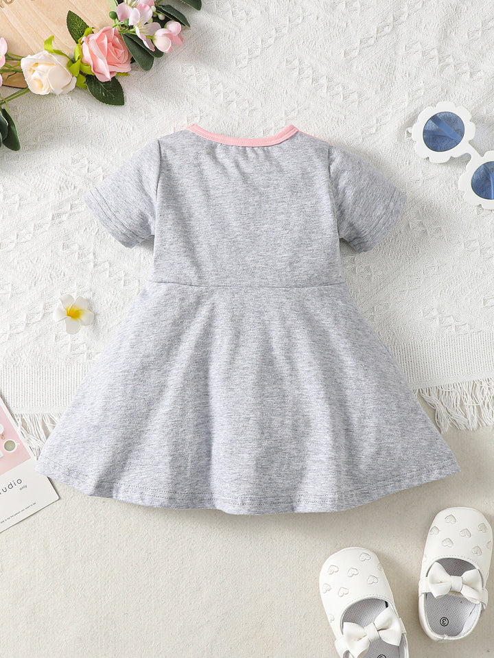 Girls Grey Round Neck Fit & Flare Dress