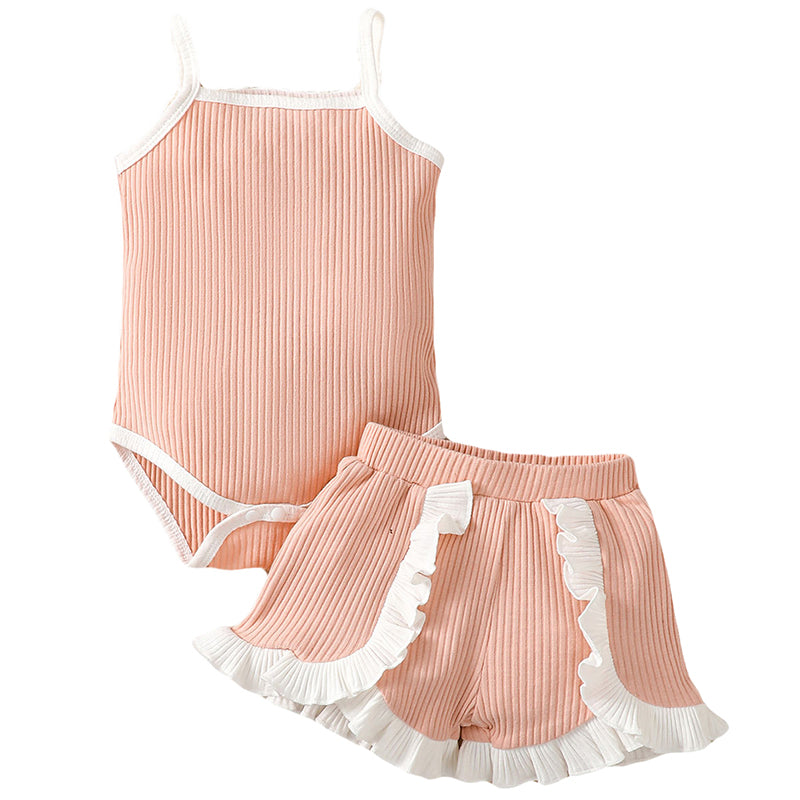 Infant Girls Pink & White Striped Leotard with Skirt