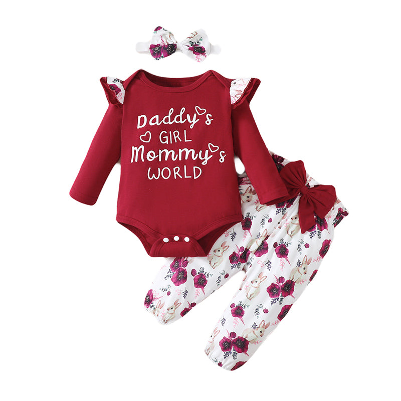 Infant Girls Red & White Printed Leotard with Pyjamas
