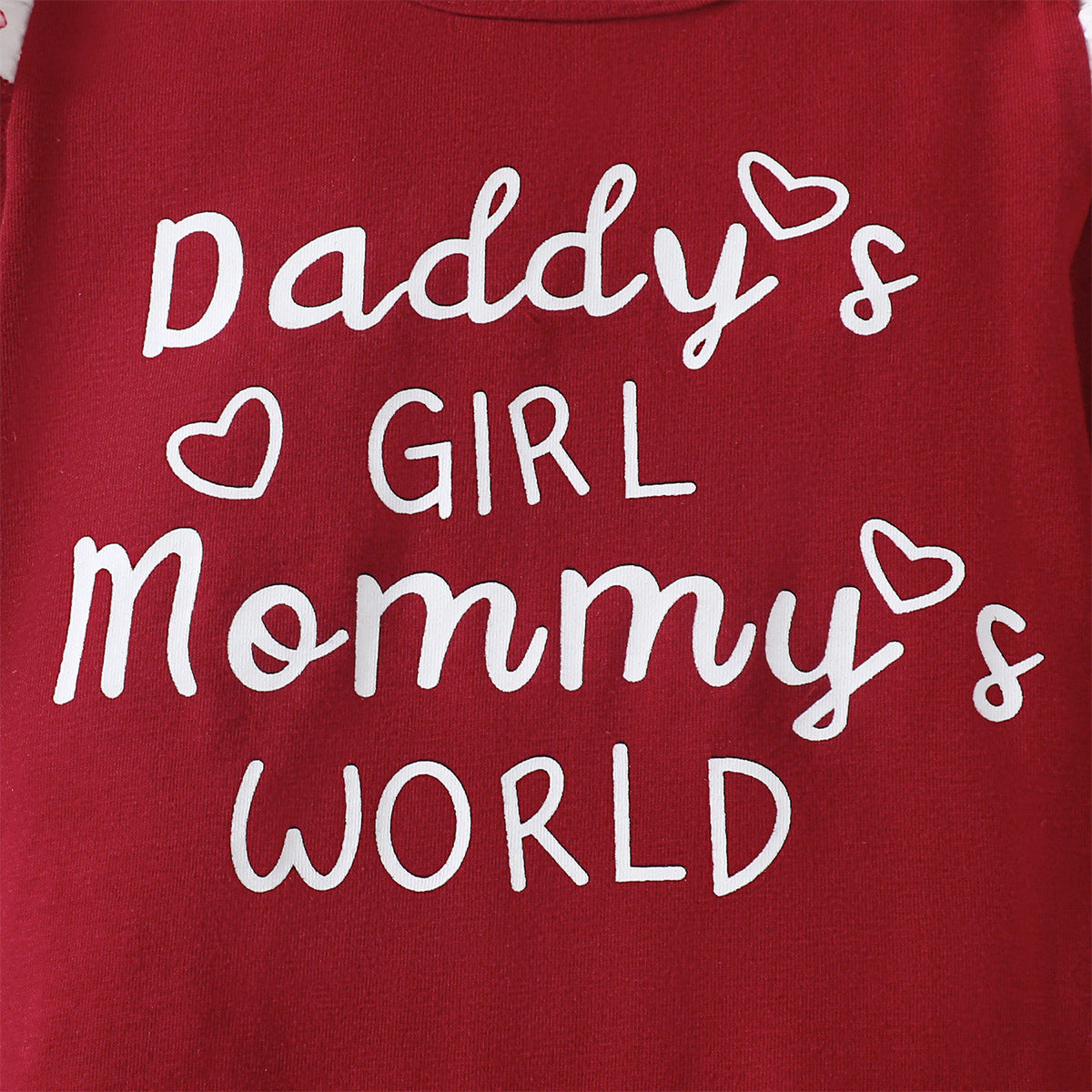 Infant Girls Red & White Printed Leotard with Pyjamas