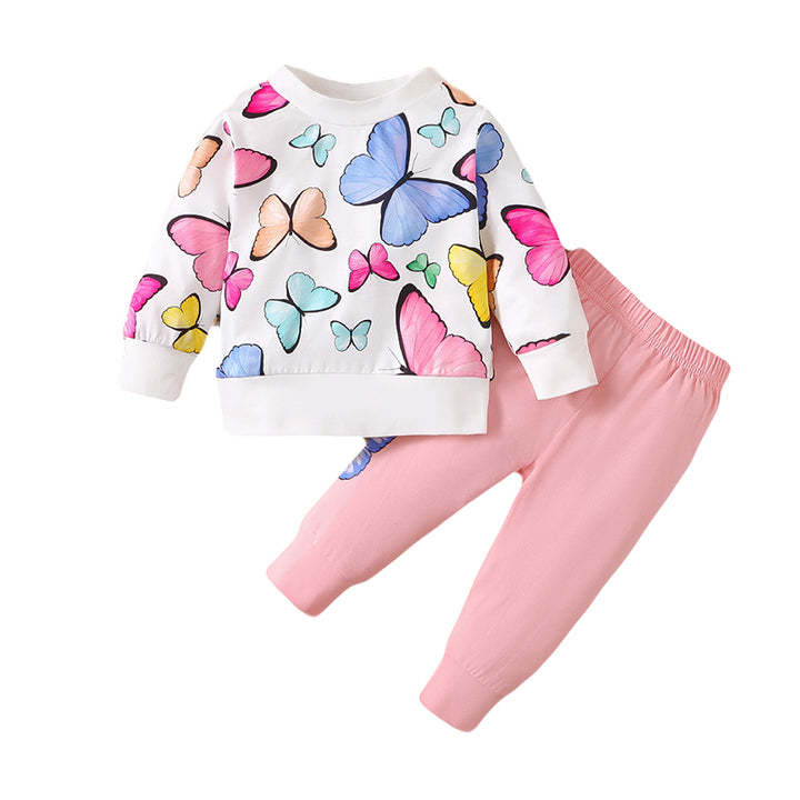 Infant Girls Pink & White Printed Top with Pyjamas