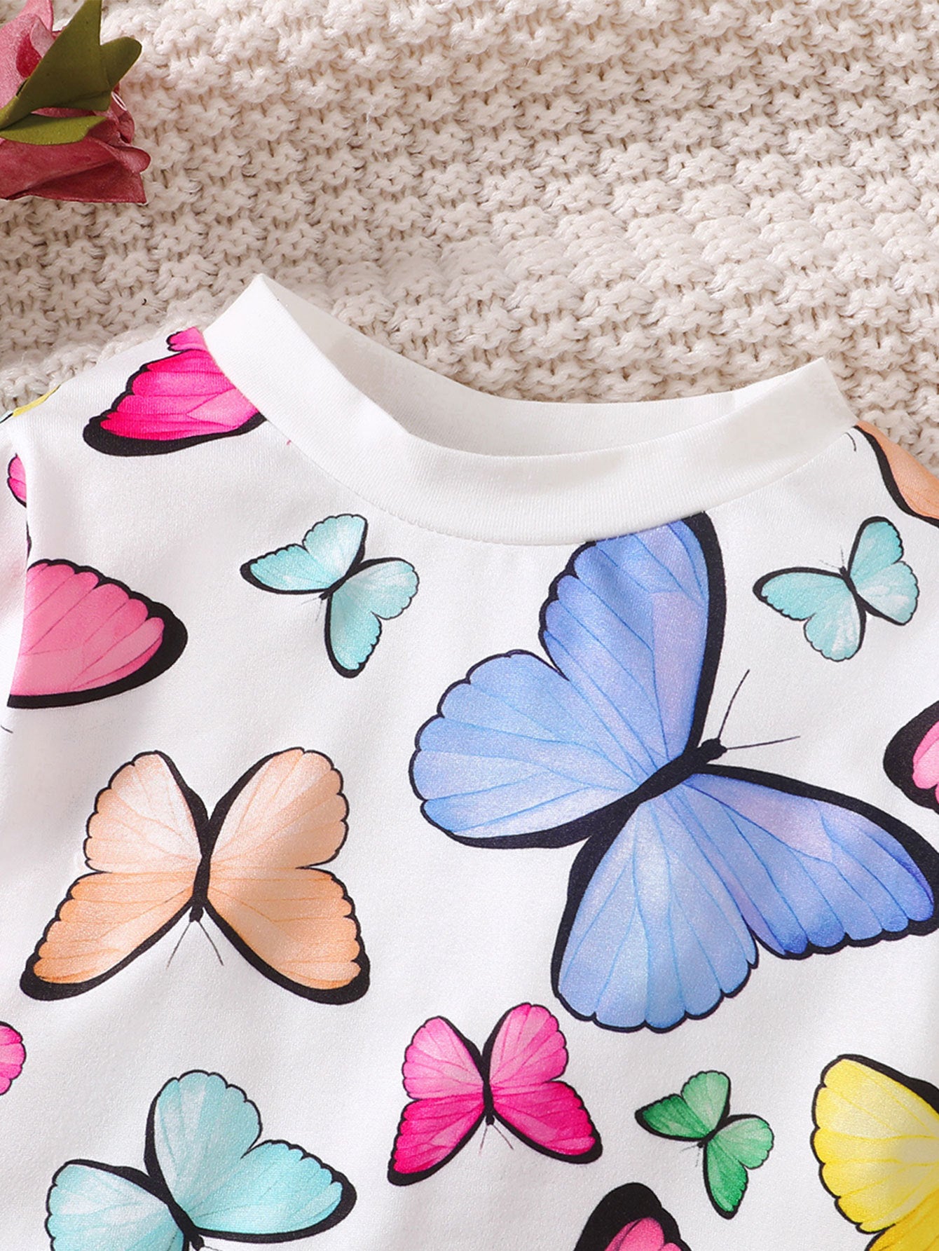 Infant Girls Pink & White Printed Top with Pyjamas