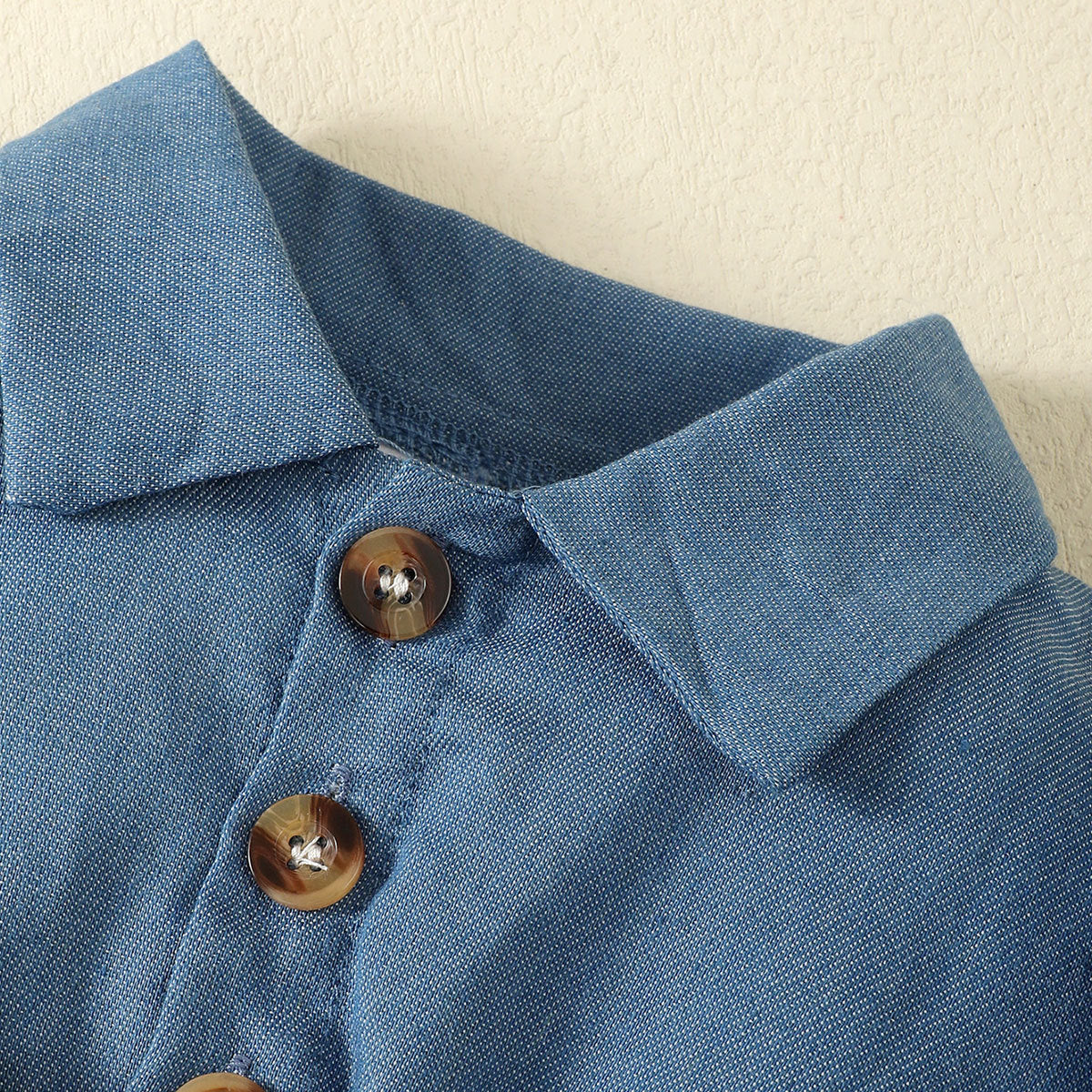 Blue & Pink Girls Shirt Collar Cotton Fit & Flare Dress