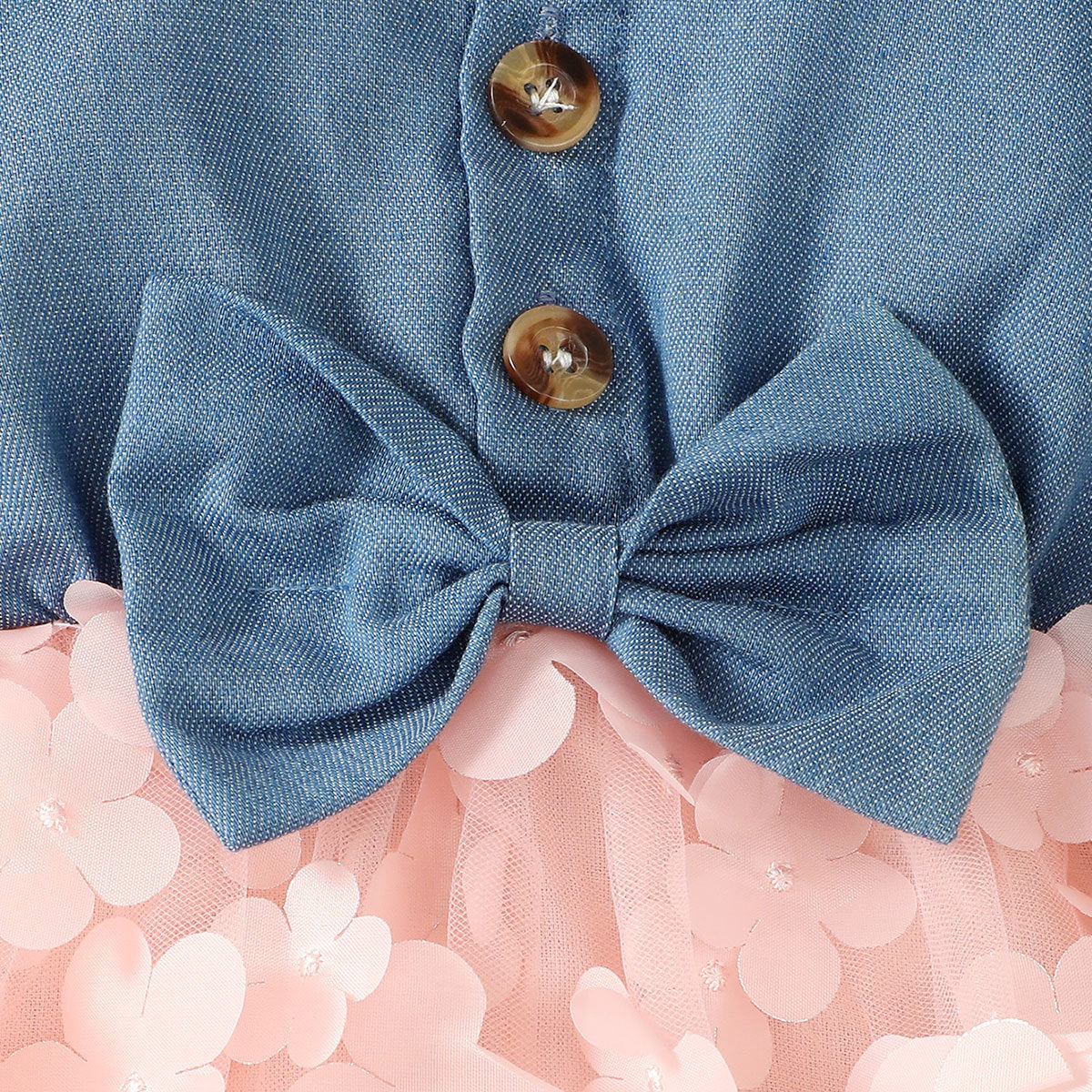 Blue & Pink Girls Shirt Collar Cotton Fit & Flare Dress
