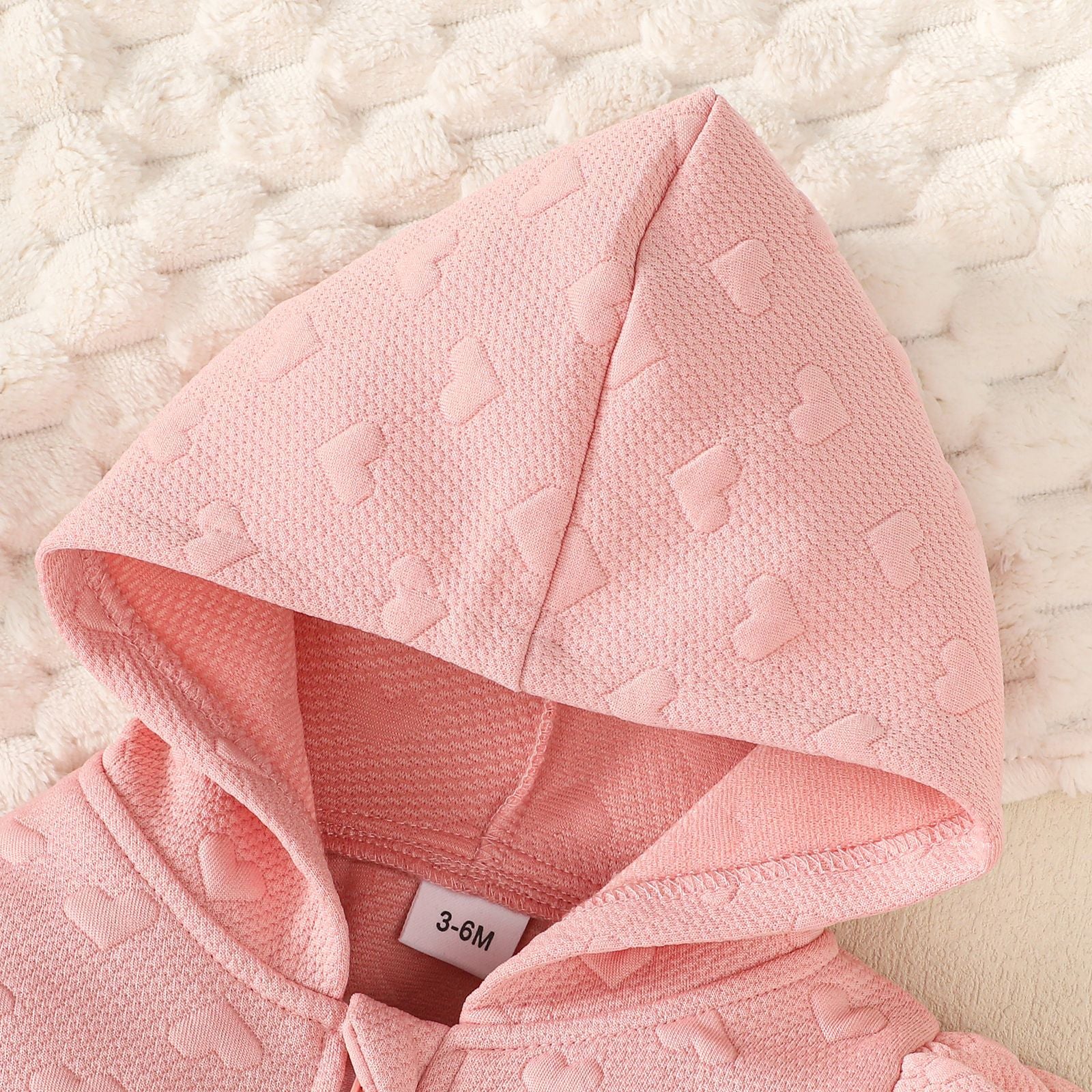 Infant Girls Pink Self Design Hooded Top with Pyjamas
