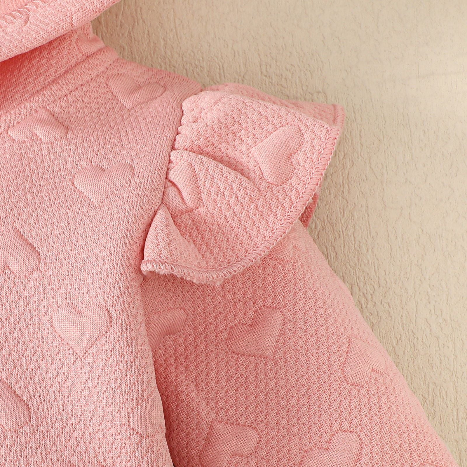 Infant Girls Pink Self Design Hooded Top with Pyjamas