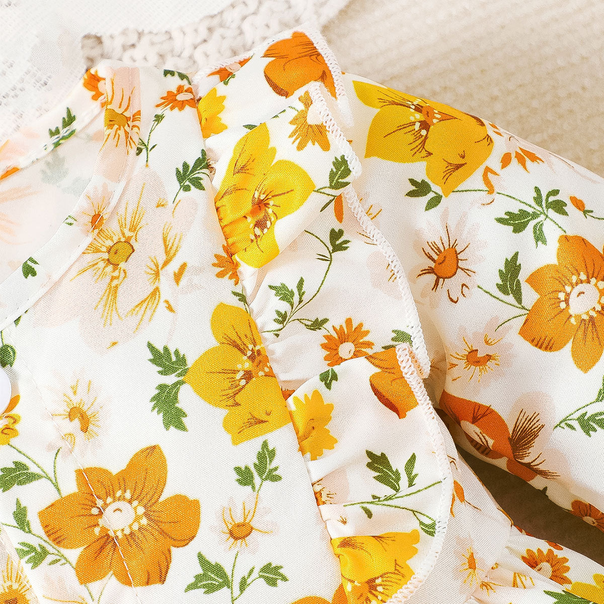 Girls Yellow Floral Printed Fit & Flare Dress