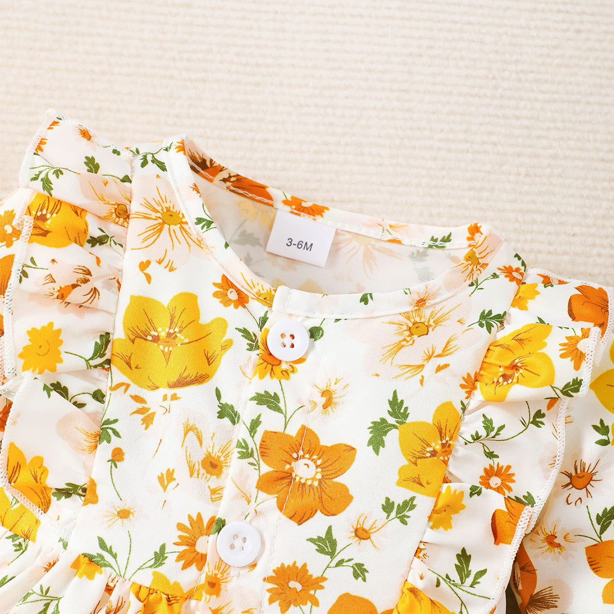 Girls Yellow Floral Printed Fit & Flare Dress