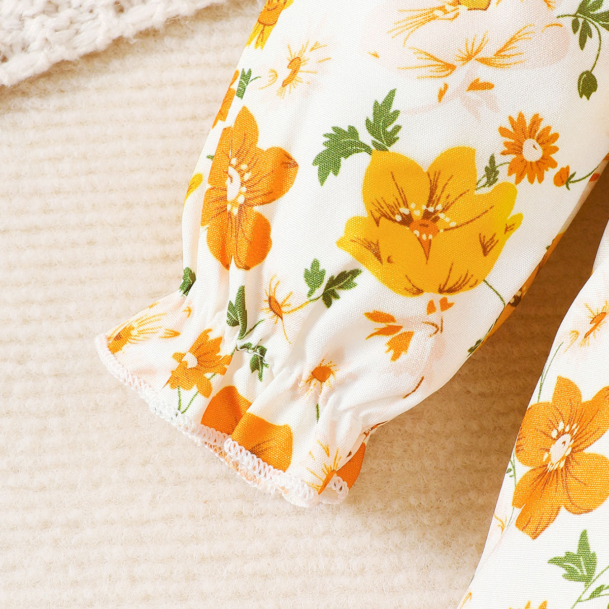 Girls Yellow Floral Printed Fit & Flare Dress