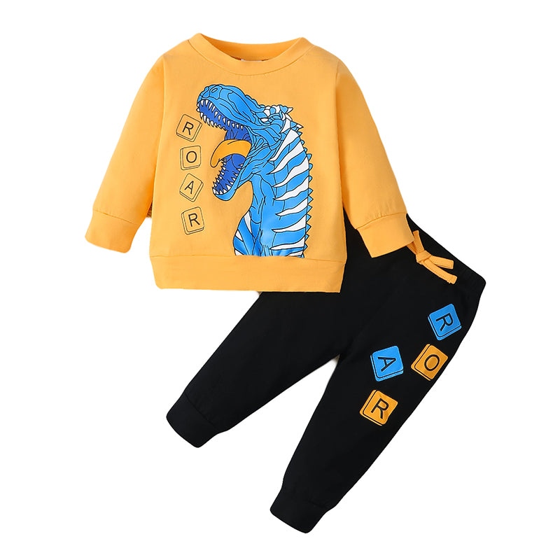 Infant Boys Yellow & Black Printed Top with Pyjamas