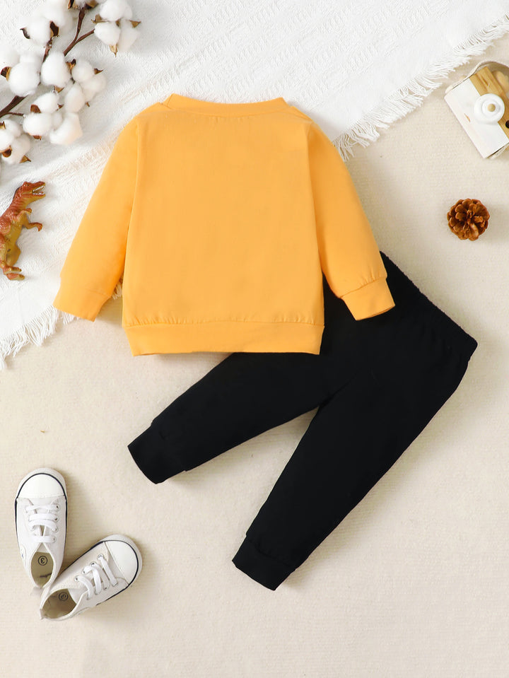Infant Boys Yellow & Black Printed Top with Pyjamas