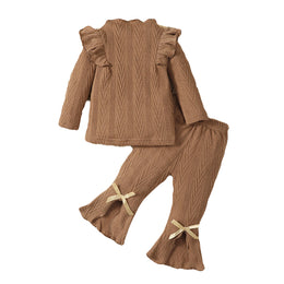 Infant Girls Brown Self Design Top with Palazzos