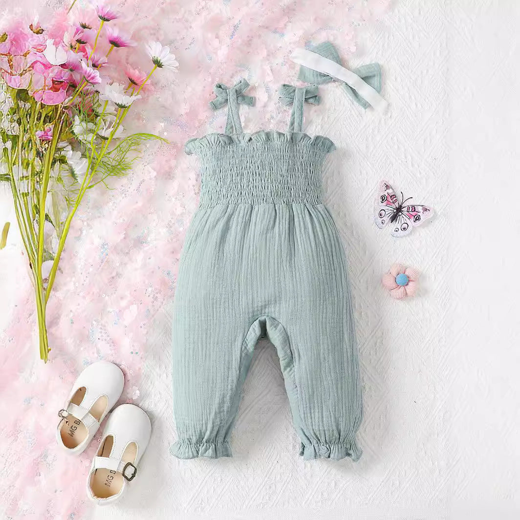 Infant Girls Shoulder Straps Rompers