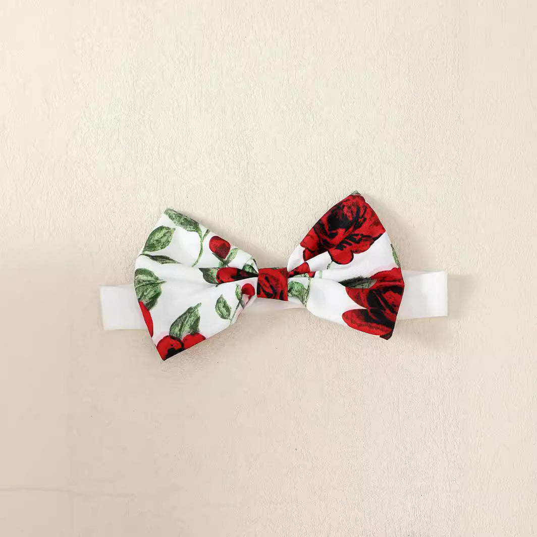 Girls Red Square Neck Floral Print Maxi Dress