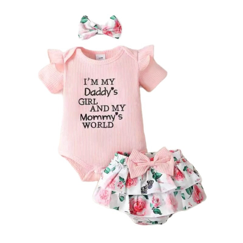 Girls Typography Printed Top with Skirt