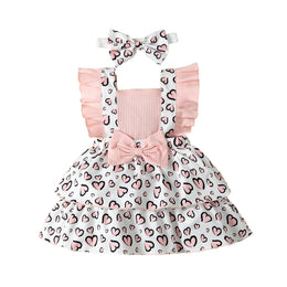 Pink & White Floral Print Layered Cotton Fit & Flare Dress