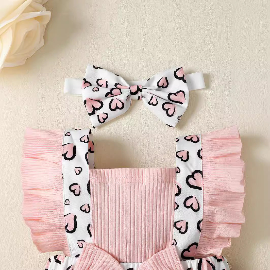 Pink & White Floral Print Layered Cotton Fit & Flare Dress